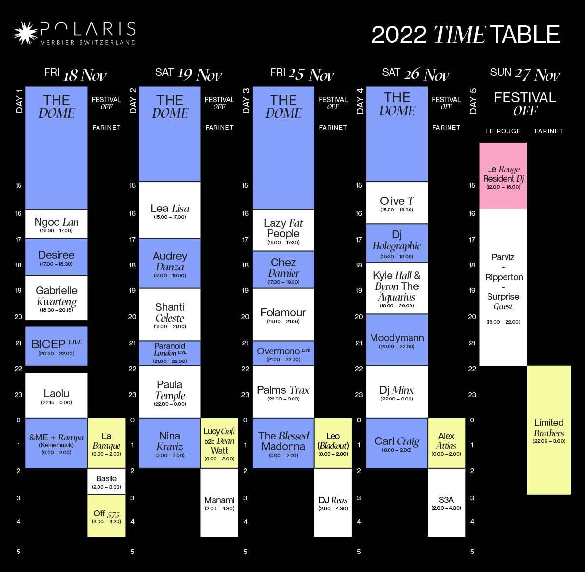 Polaris Festival 2022 Time Table